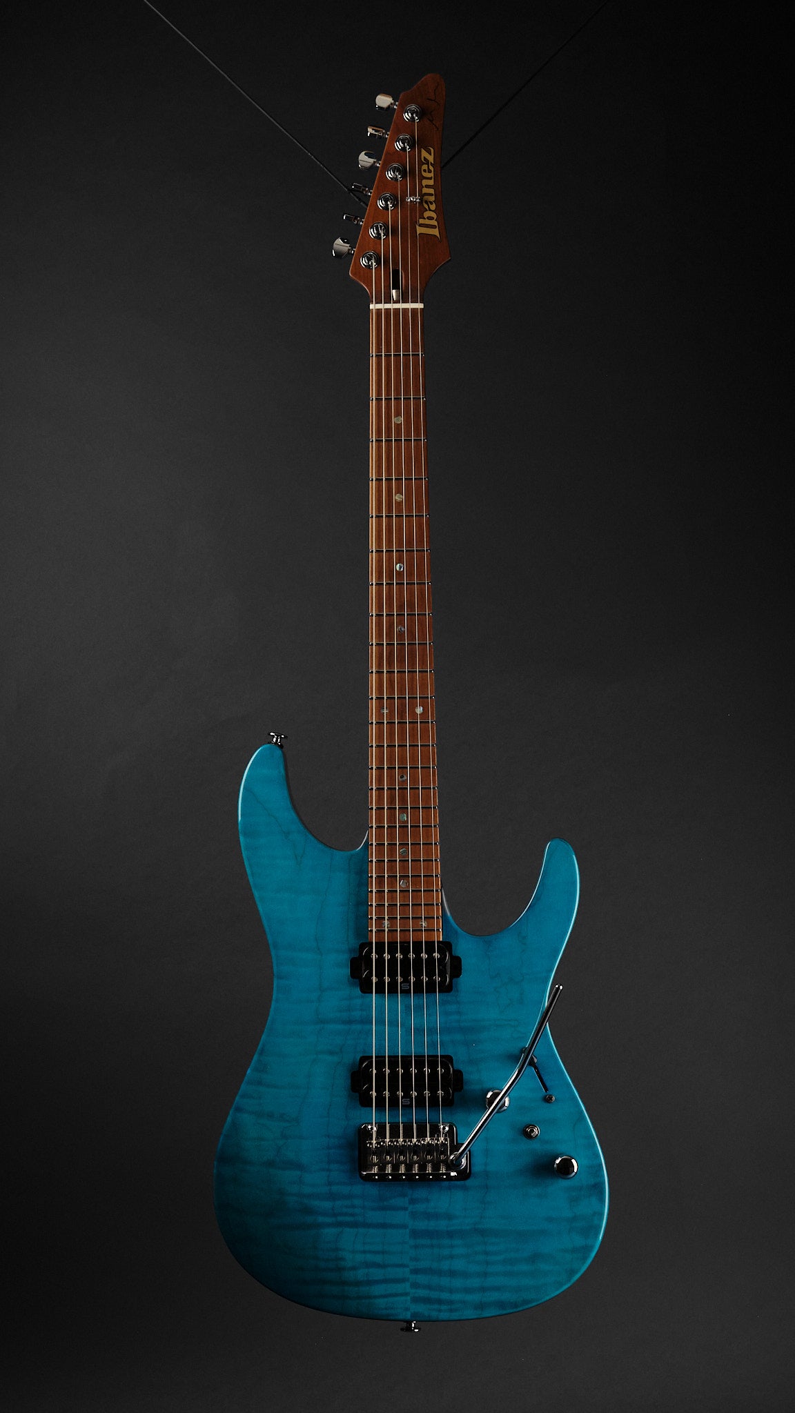 2022 Ibanez MM1 Prestige Martin Miller Signature Transparent Aqua Blue