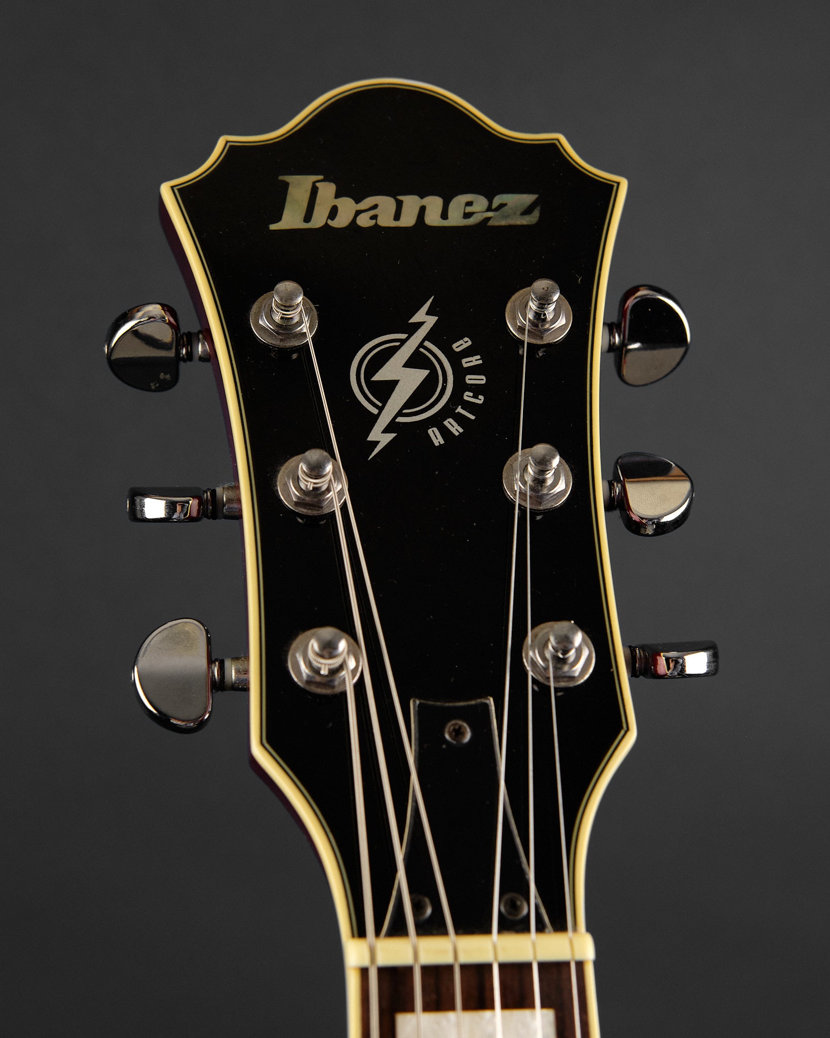 2003 Ibanez Artcore AFS-75T Transparent Cherry Red - headstock front | Replay Guitars