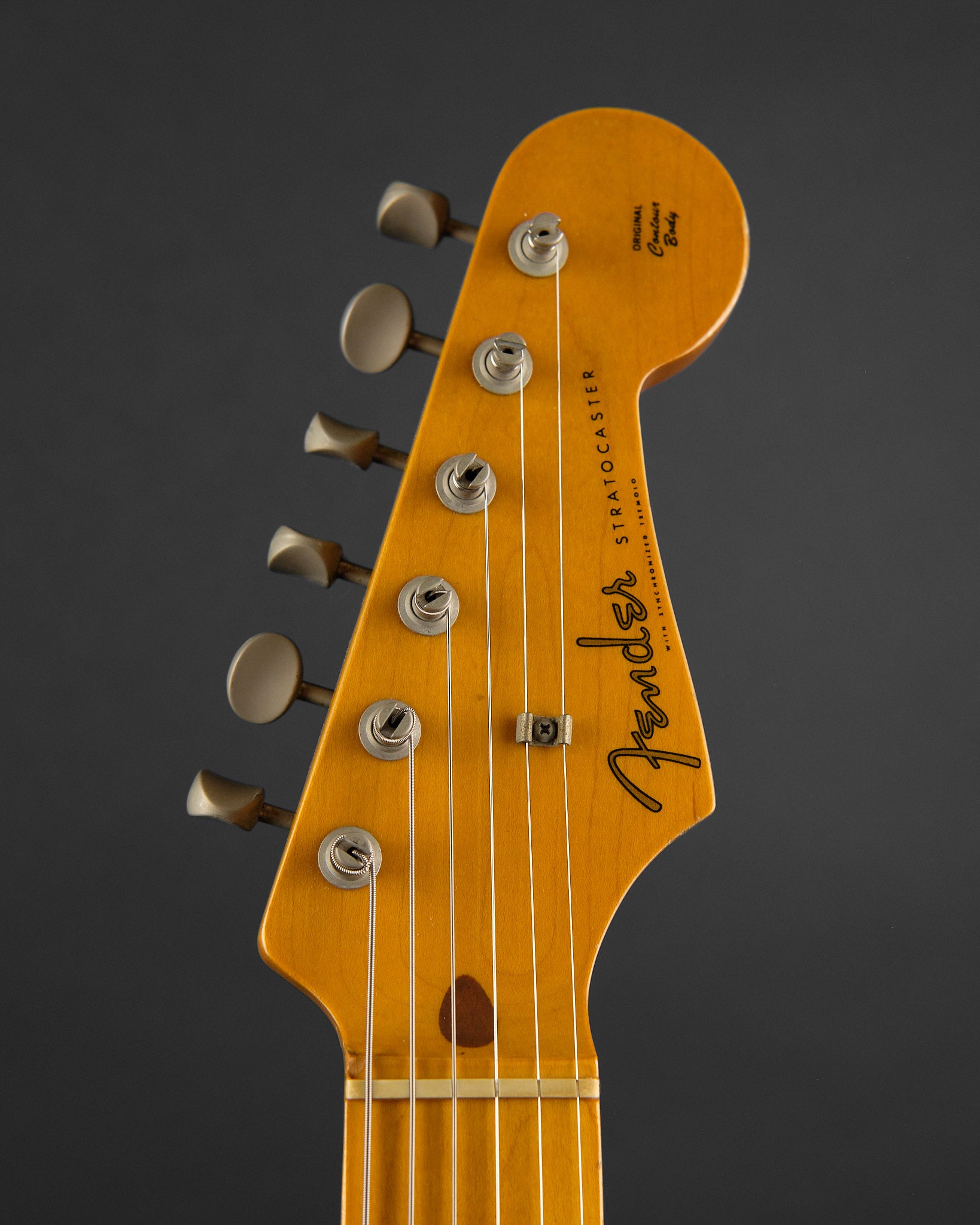 1989 Fender MIJ ST57-55 Stratocaster Black - headstock front | Replay Guitars