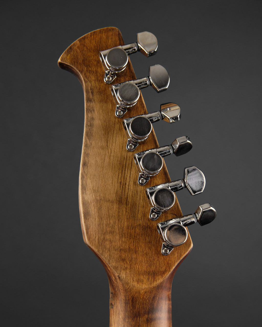 Sea Patrol Custom Guitars SP-38/57 Cutaway Resonator Aged Blue/Orange Crackle - headstock back | Replay Guitars