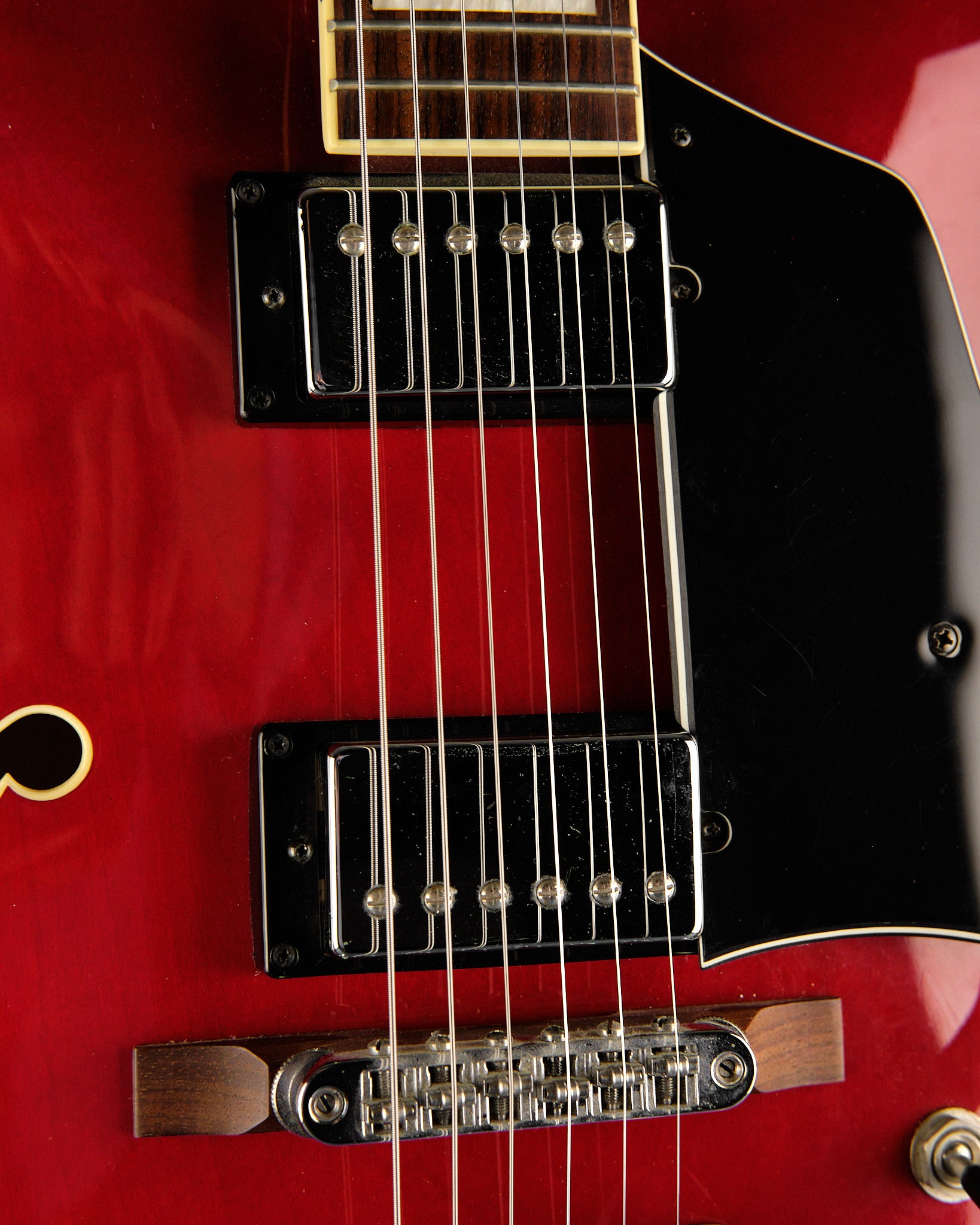 2003 Ibanez Artcore AFS-75T Transparent Cherry Red - detail photo 1 | Replay Guitars