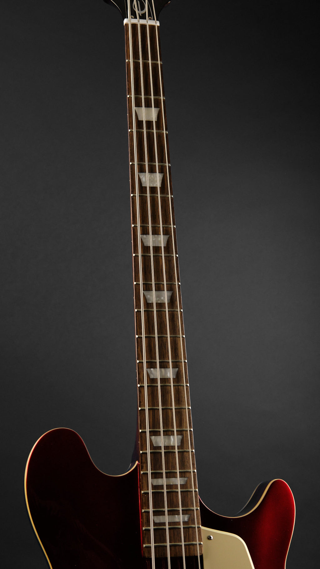 2022 Epiphone Jack Casady Bass Sparkling Burgundy - neck front | Replay Guitars