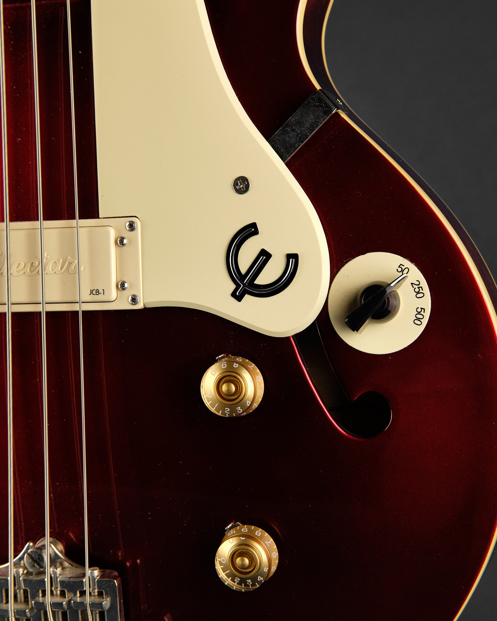 2022 Epiphone Jack Casady Bass Sparkling Burgundy - detail photo 1 | Replay Guitars