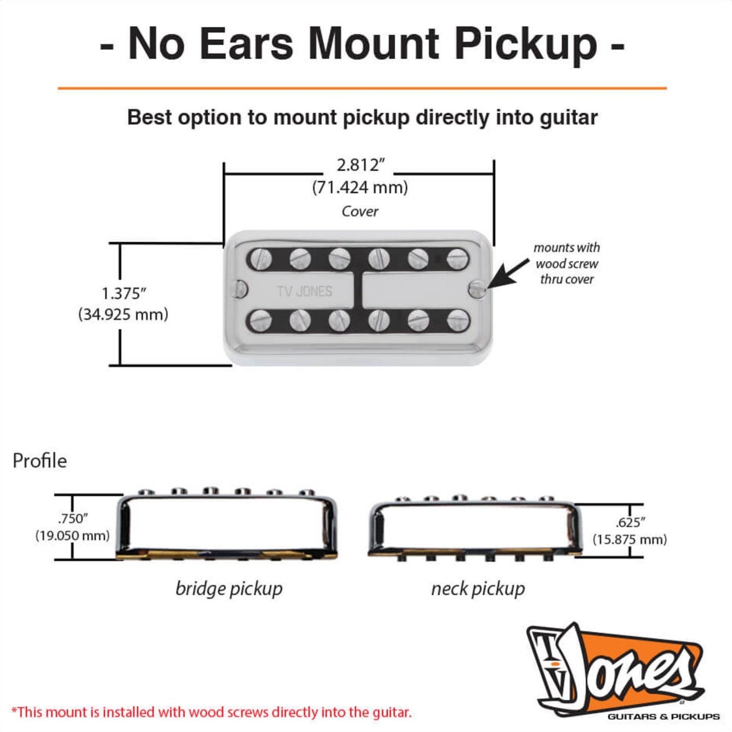 TV Jones Ray Butts Ful-Fidelity Neck No Ears Mount Pickup