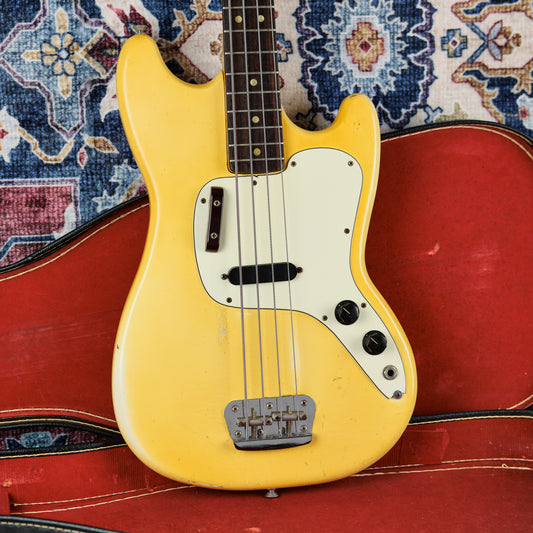 1975 Fender Musicmaster Bass Aged Olympic White